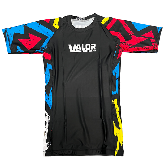 Kids No Gi BJJ/MMA Rash Guard - Geometric Retro - Valor Fightwear