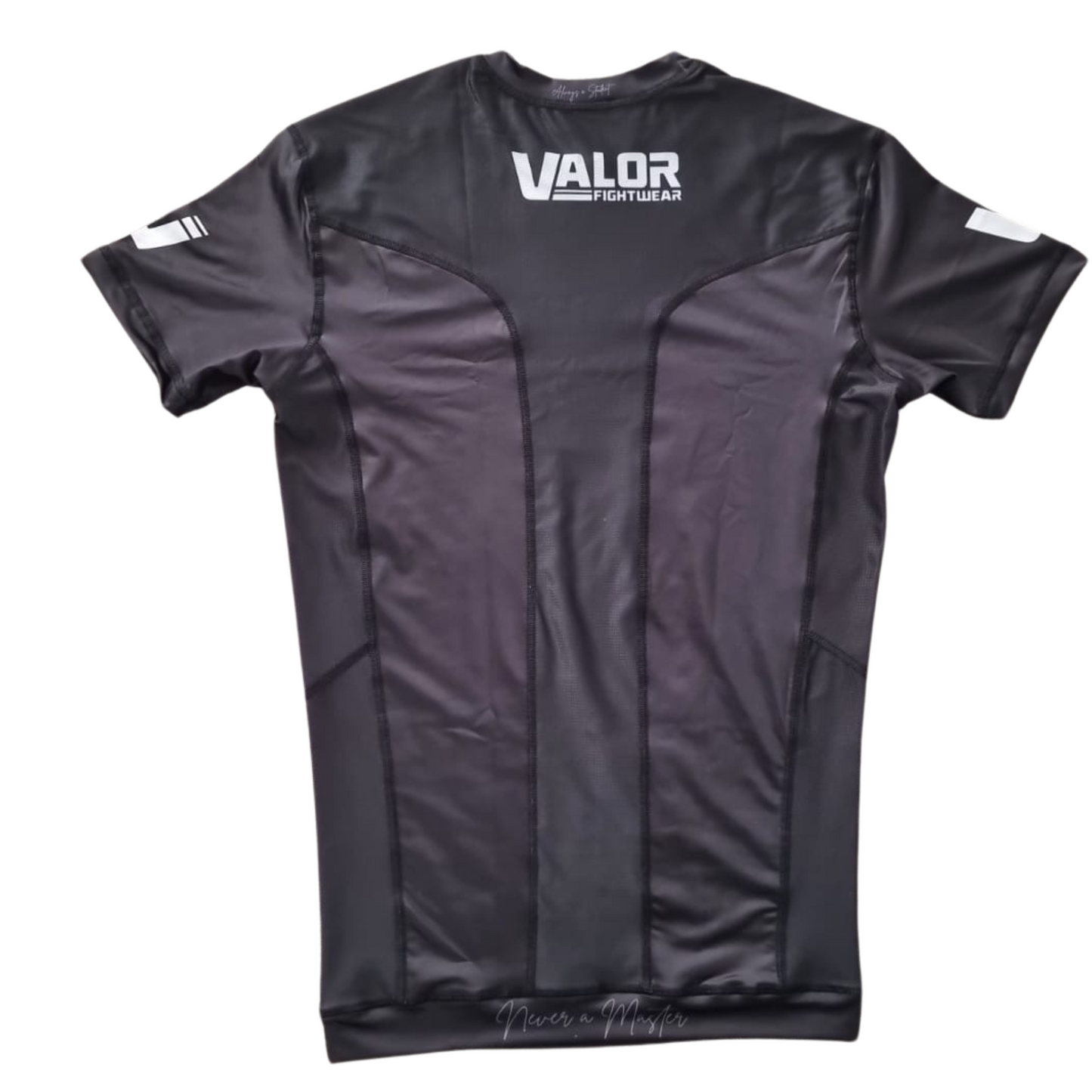 VALOR MESH SHORT SLEEVE RASH GUARD WHITE ON BLACK Valor Fightwear