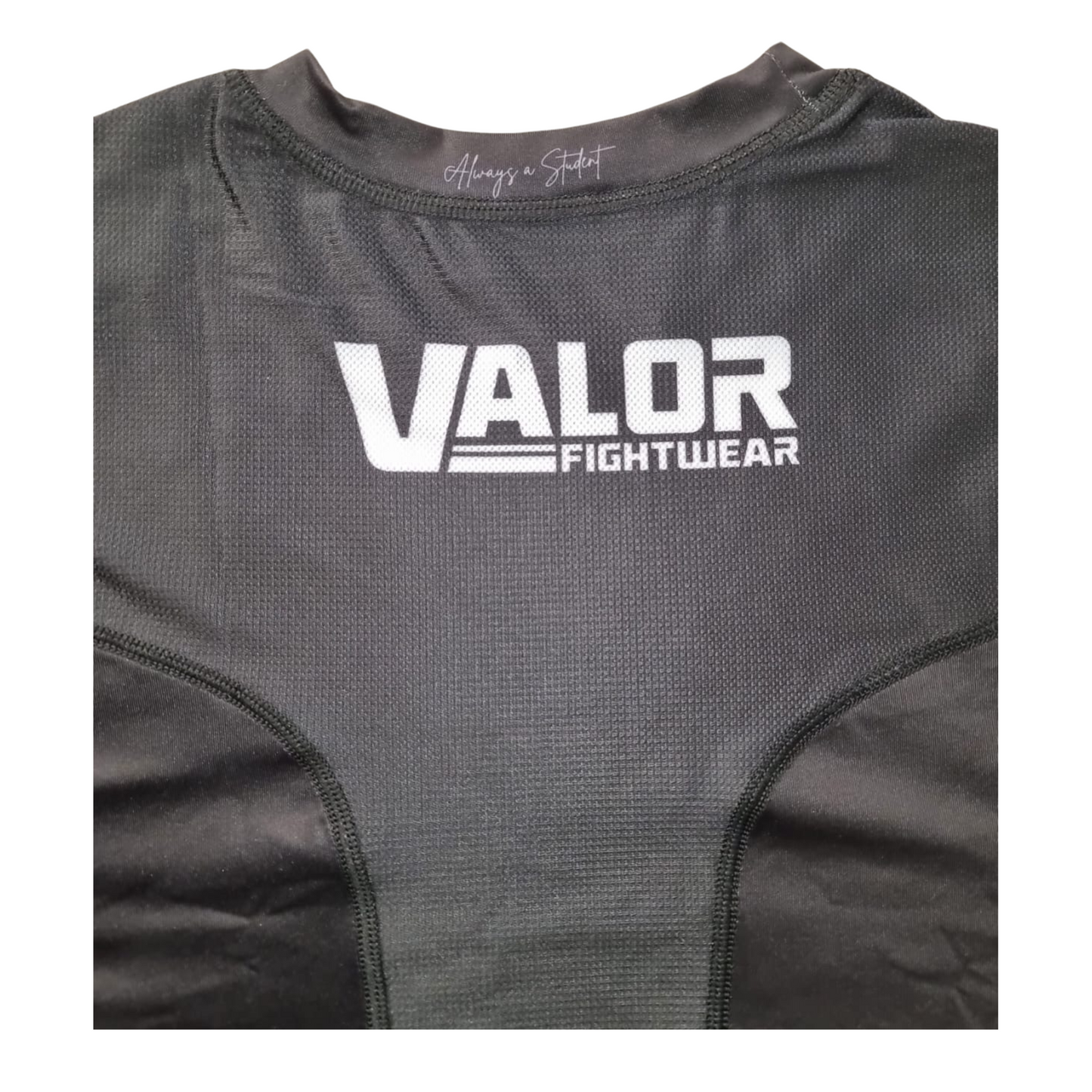 VALOR MESH SHORT SLEEVE RASH GUARD WHITE ON BLACK Valor Fightwear
