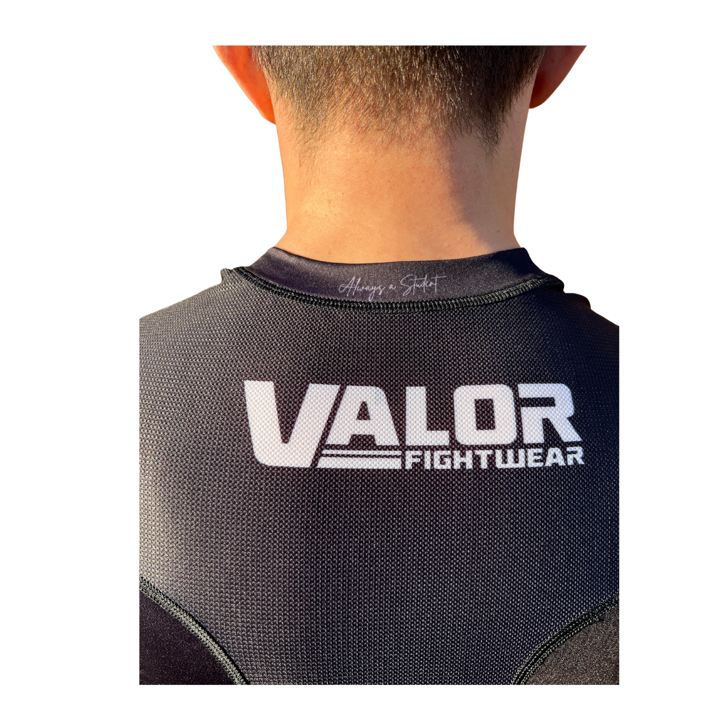 VALOR MESH SHORT SLEEVE RASH GUARD WHITE ON BLACK Valor Fightwear