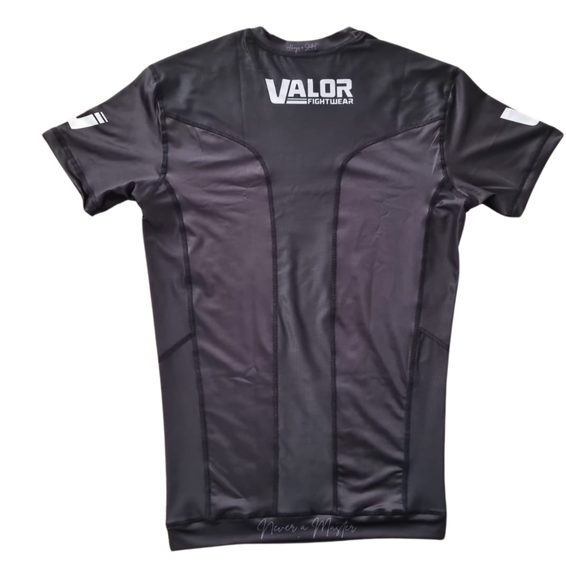 VALOR MESH SHORT SLEEVE RASH GUARD WHITE ON BLACK  Valor Fightwear   