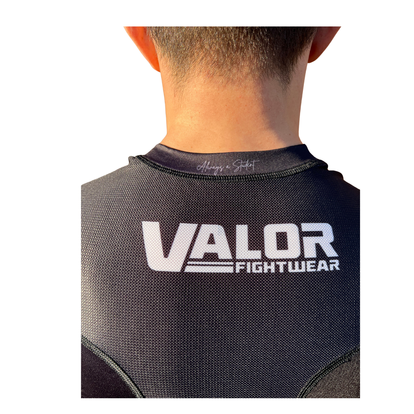 VALOR MESH SHORT SLEEVE RASH GUARD WHITE ON BLACK  Valor Fightwear   